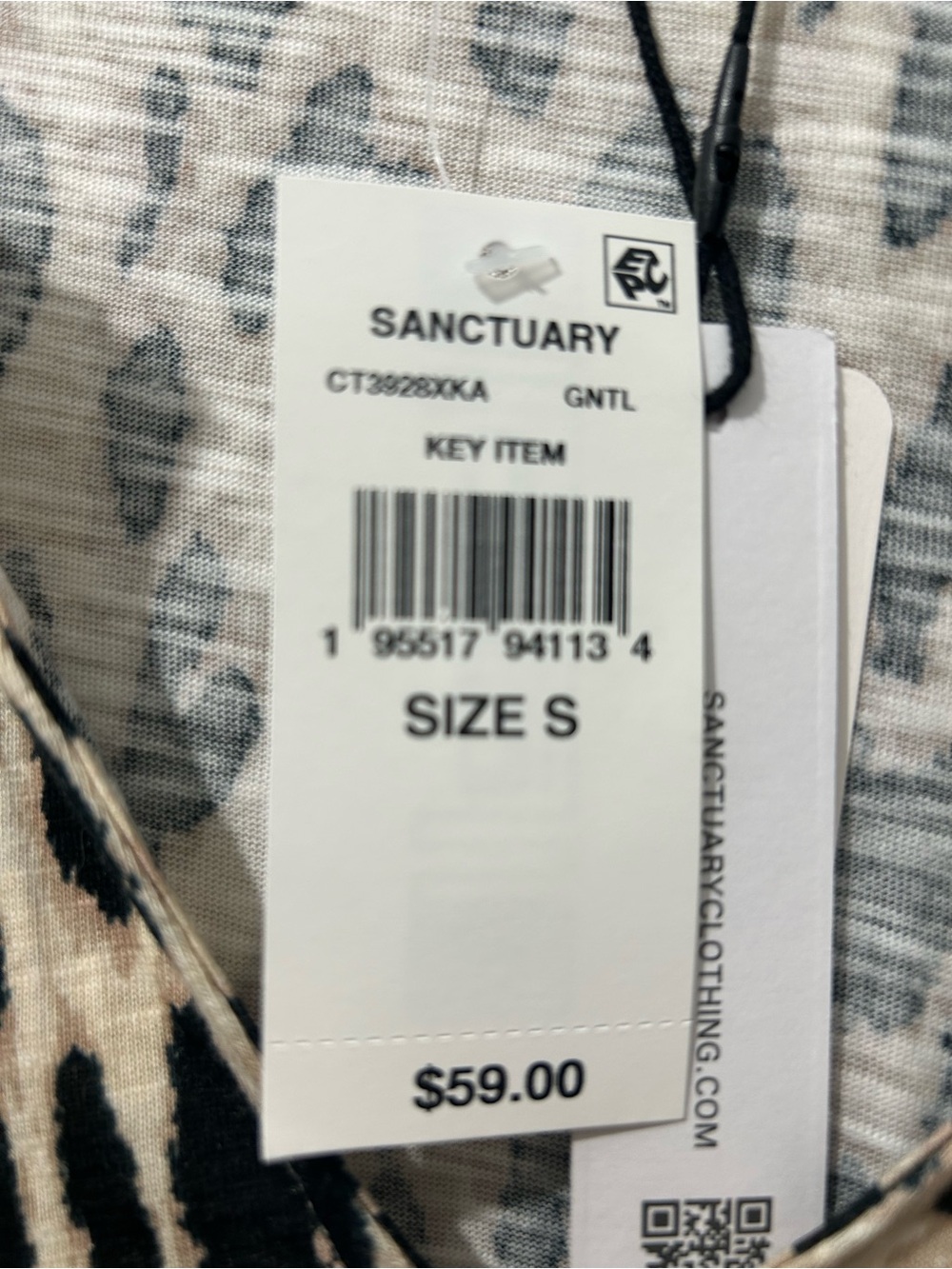 NWT Sanctuary Animal Print Split Neck Cotton Blend Knit Top Size Small Fall Chic - Picture 11 of 14